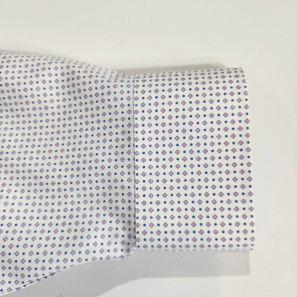 Roundtree & Yorke White and Blue Patterned Dress Shirt - Picture 11 of 13